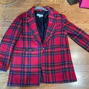 Something Navy tartan blazer, xs